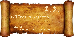 Pákai Nikoletta névjegykártya