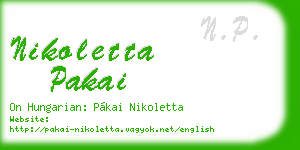 nikoletta pakai business card